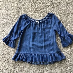 Chambray Flounce Blouse